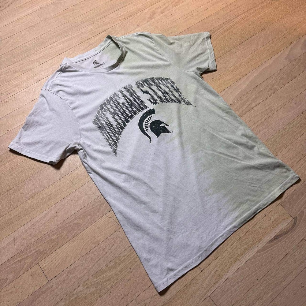 Michigan State Spartans T-Shirt Mens Large Gray Green Graphic NCAA MSU Logo